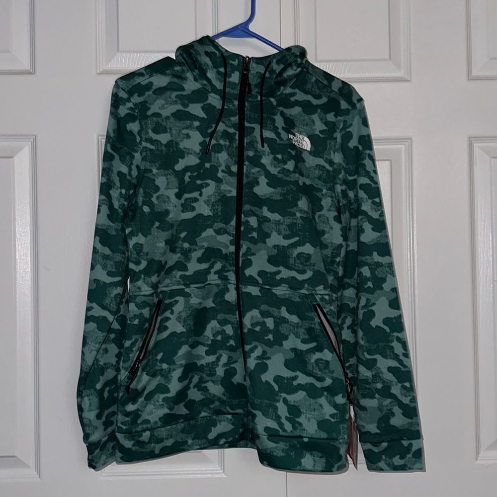 Green Camo North Face zip up hoodie